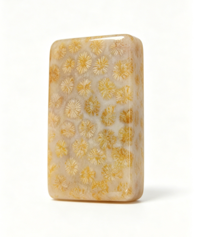 Yellow coral jade square plaque pendant