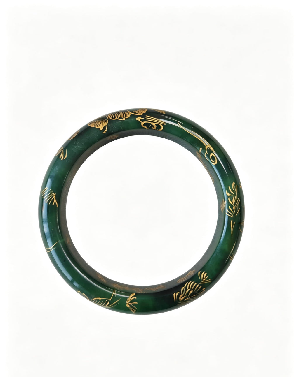 Jasper Jade Bangle with Gold Tracery and Carving