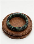 Glutinous Jadeite Wide Bangle, Mottled Green with Moss and Dark Green, Classic Safe Bangle