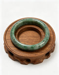 Full Bean Green Jadeite Wide Bangle, Bean-Glutinous Classic Safe Bangle with Black Spots