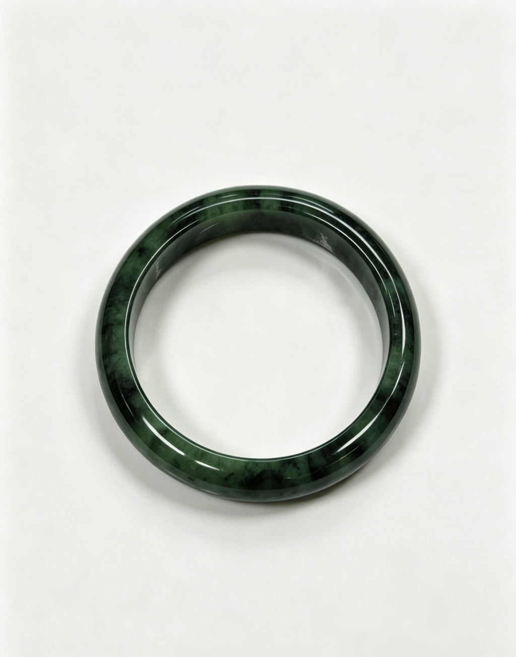 Old Mine Dry Green Jadeite Wide Bangle, Glutinous Moss Green Classic Safe Bangle