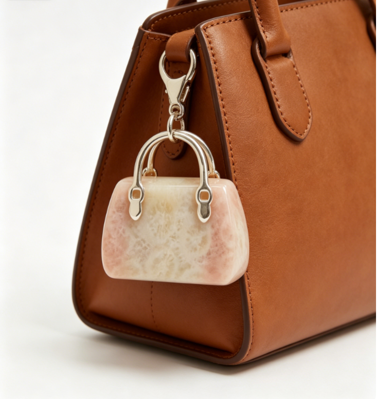 Bag-shaped coral jade charm