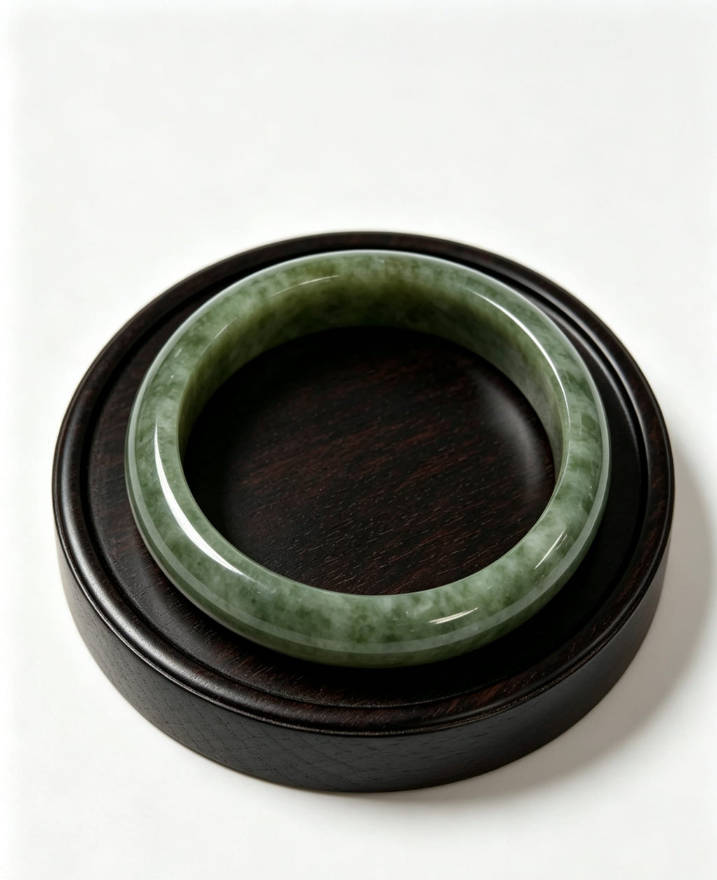 Vintage Dark Green Jadeite Wide Bangle, Glutinous Classic Safe Bangle