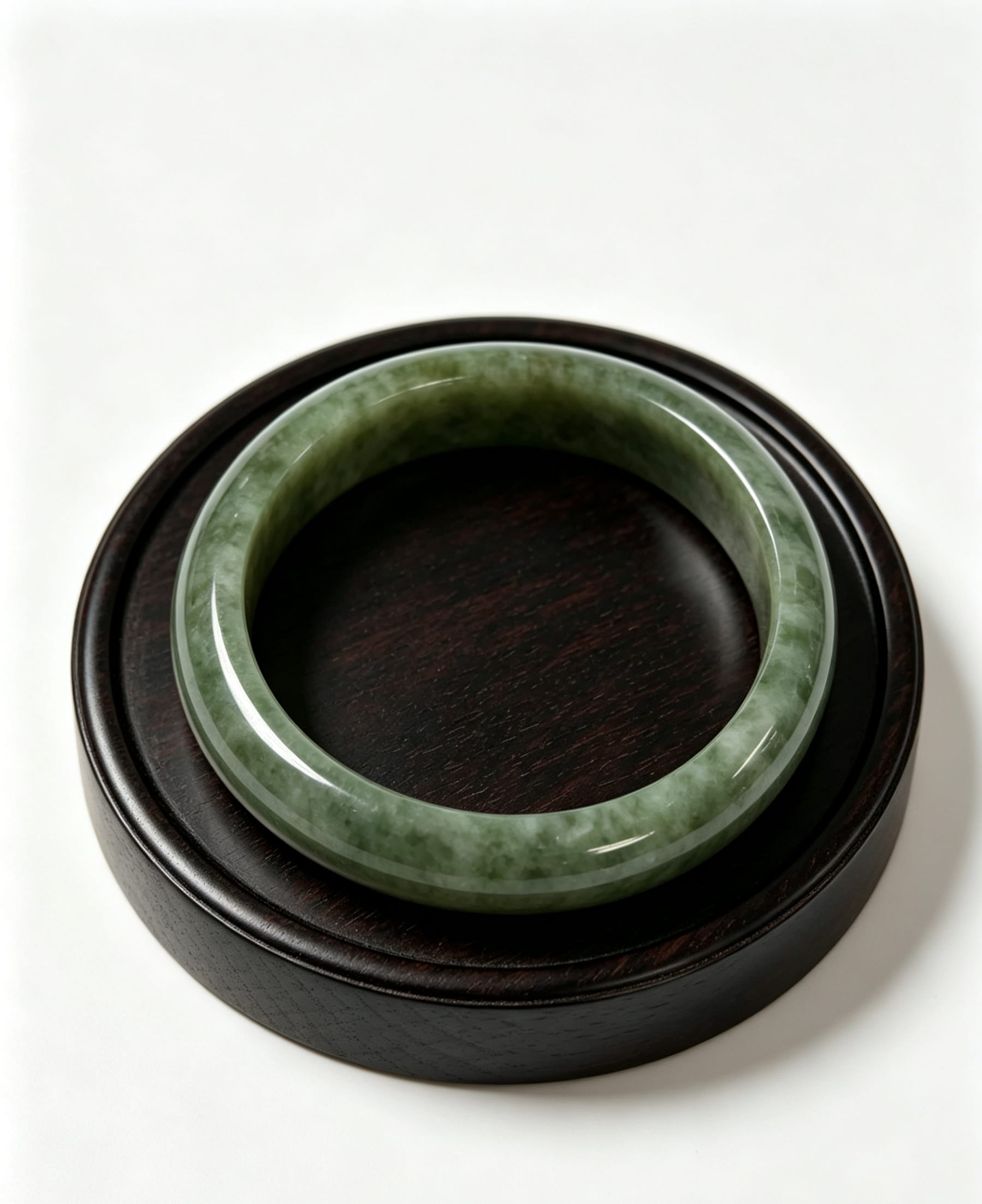 Vintage Dark Green Jadeite Wide Bangle, Glutinous Classic Safe Bangle
