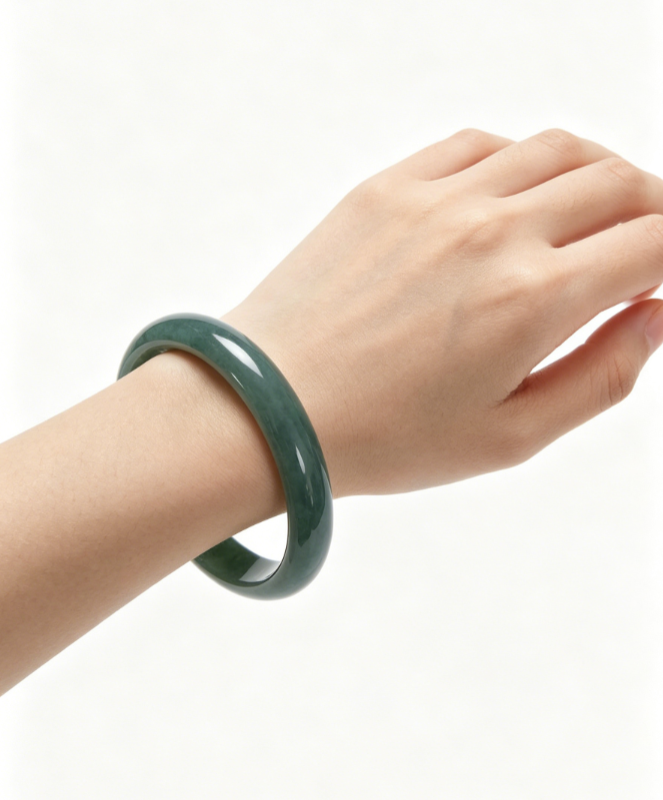 Guatemalan blue water jadeite bangles 55