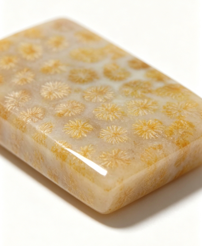 Yellow coral jade square plaque pendant