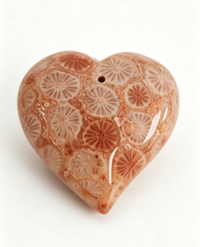Orange-red coral jade heart pendant