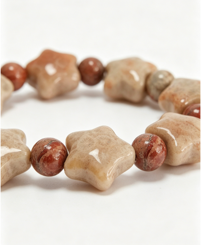 Star-shaped coral jade bracelet