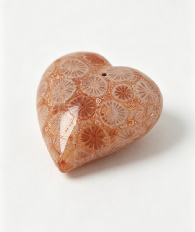 Orange-red coral jade heart pendant