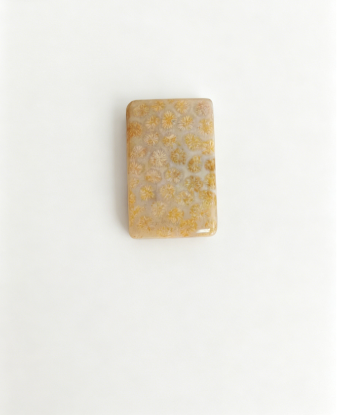 Yellow coral jade square plaque pendant
