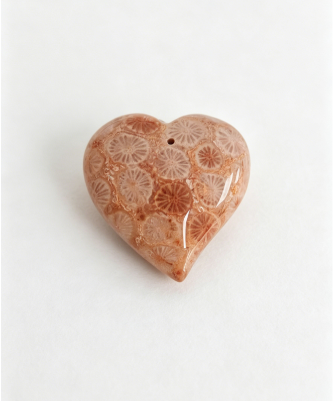 Orange-red coral jade heart pendant