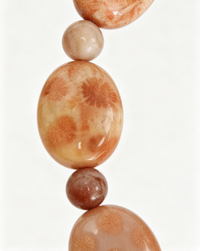 Oval multi-color coral jade bracelet