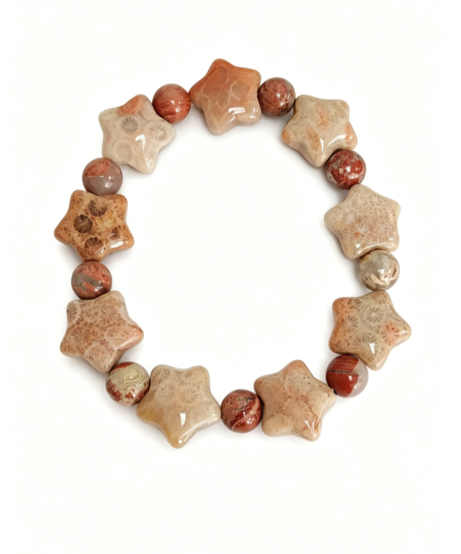 Star-shaped coral jade bracelet